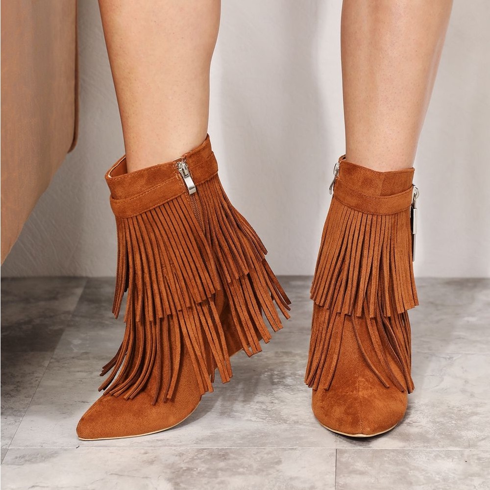 NEW**-Legend Women's Tassel Wedge Heel Ankle Booties OFFERS WELCOME